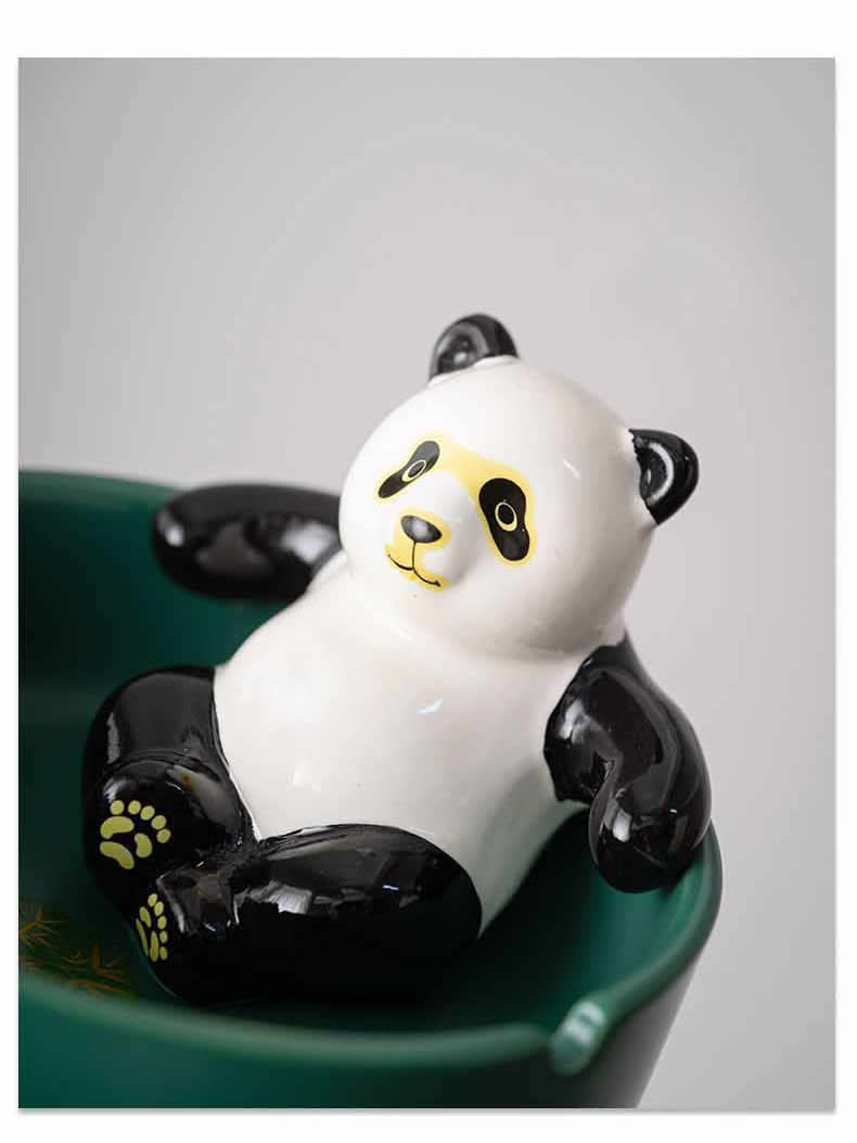 Cozy Panda Ceramic Ashtray,Small Office Desk Decoration