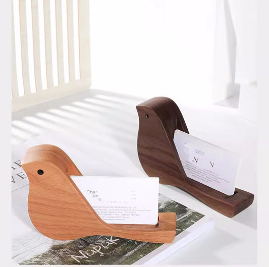 Creative Bird Office Wooden Business Card Holder