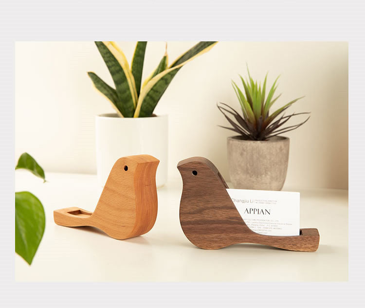 Creative Bird Office Wooden Business Card Holder