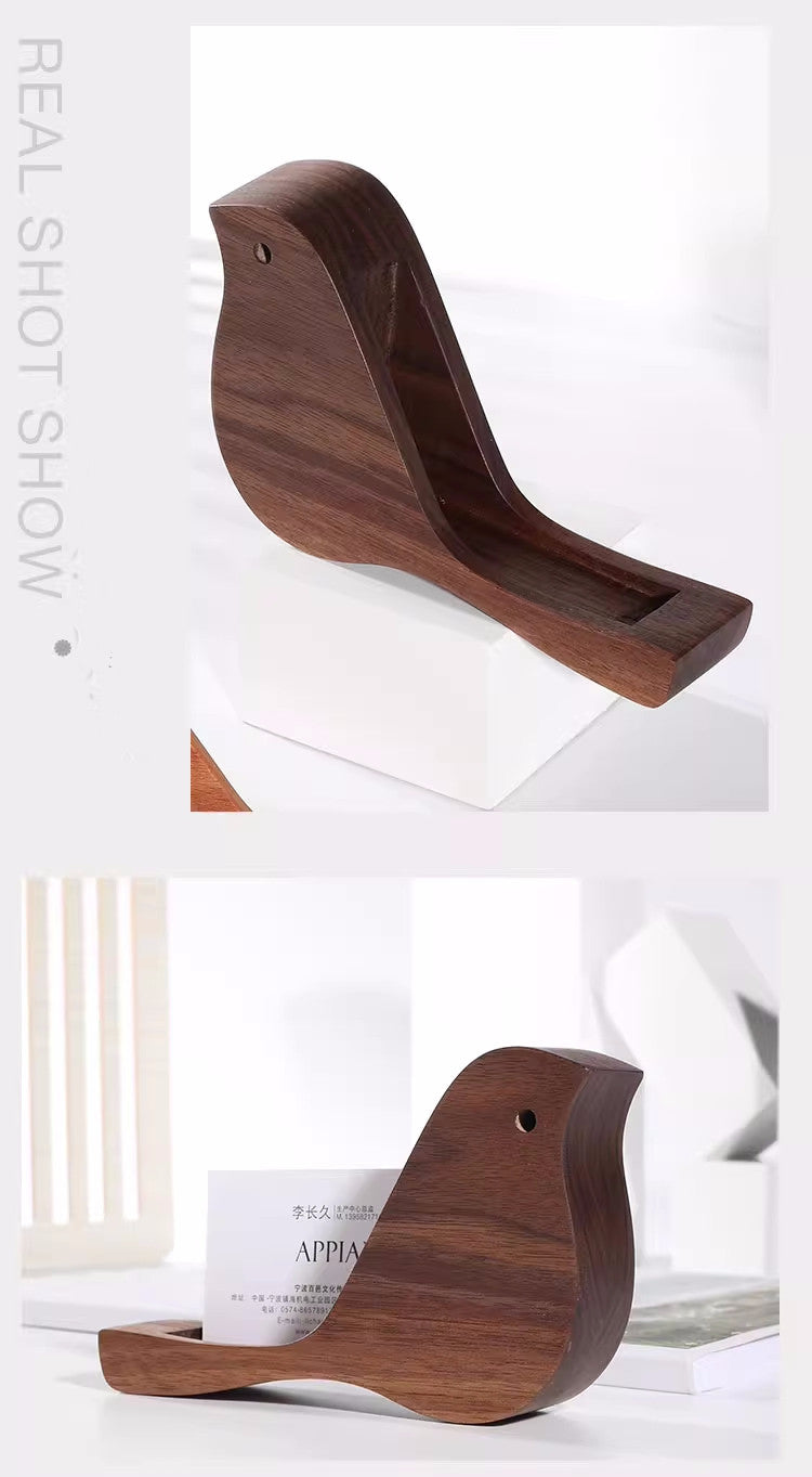 Creative Bird Office Wooden Business Card Holder