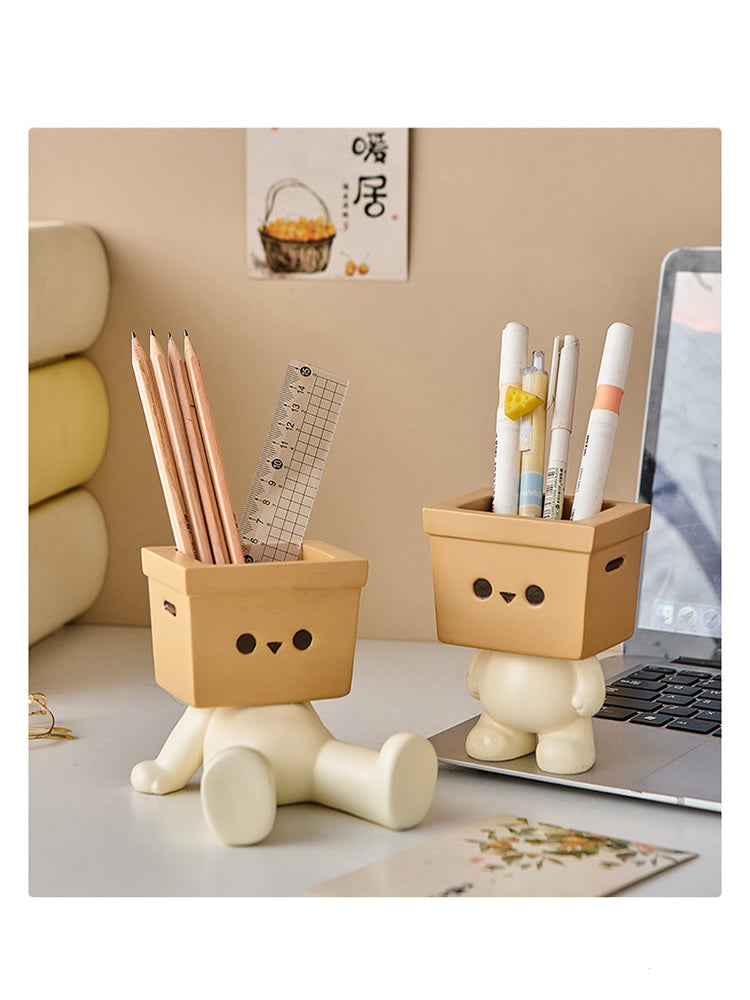 Creative cartoon doll pen holder, office desktop decoration