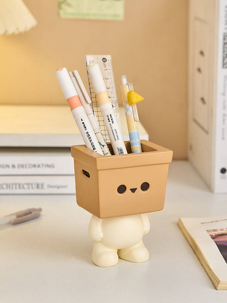 Creative cartoon doll pen holder, office desktop decoration