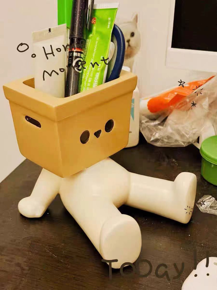 Creative cartoon doll pen holder, office desktop decoration