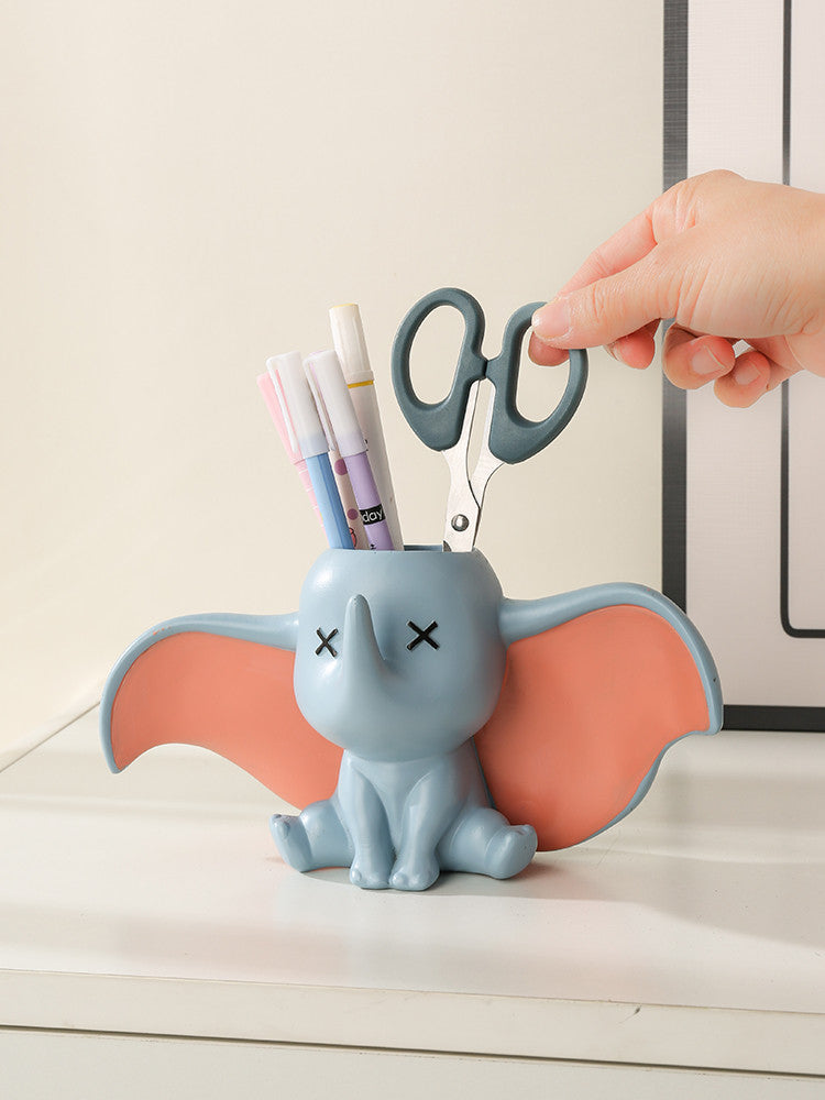 Creative Elephant Pen Holder, Office Desktop Decoration Storage