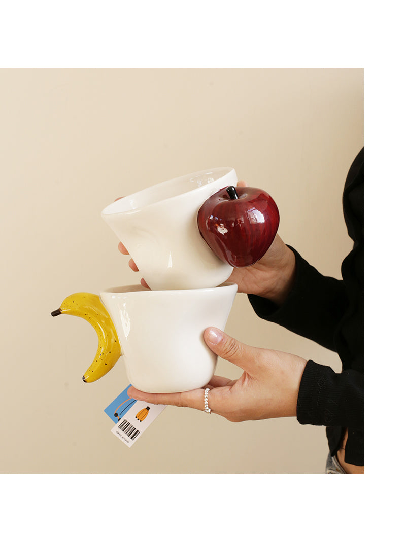 Creative Fruit Ceramic Mug, Banana Apple Cup Handle