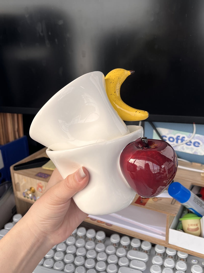 Creative Fruit Ceramic Mug, Banana Apple Cup Handle