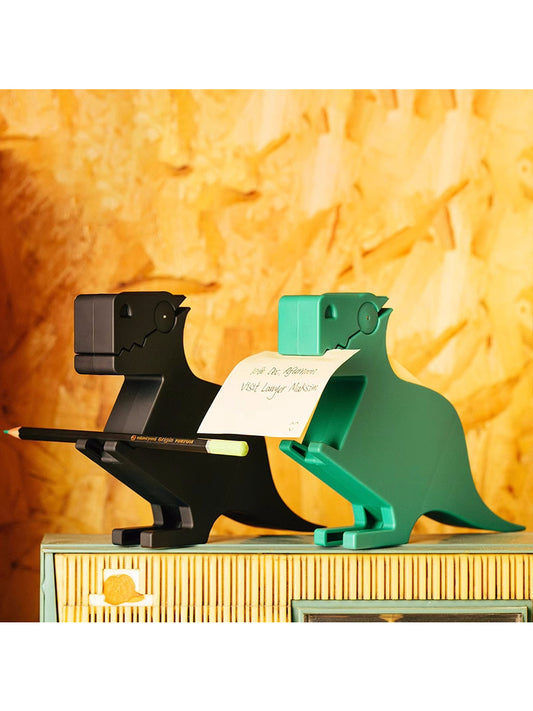 Creative Green Little Dinosaur Note Holder, Office Desktop Decoration