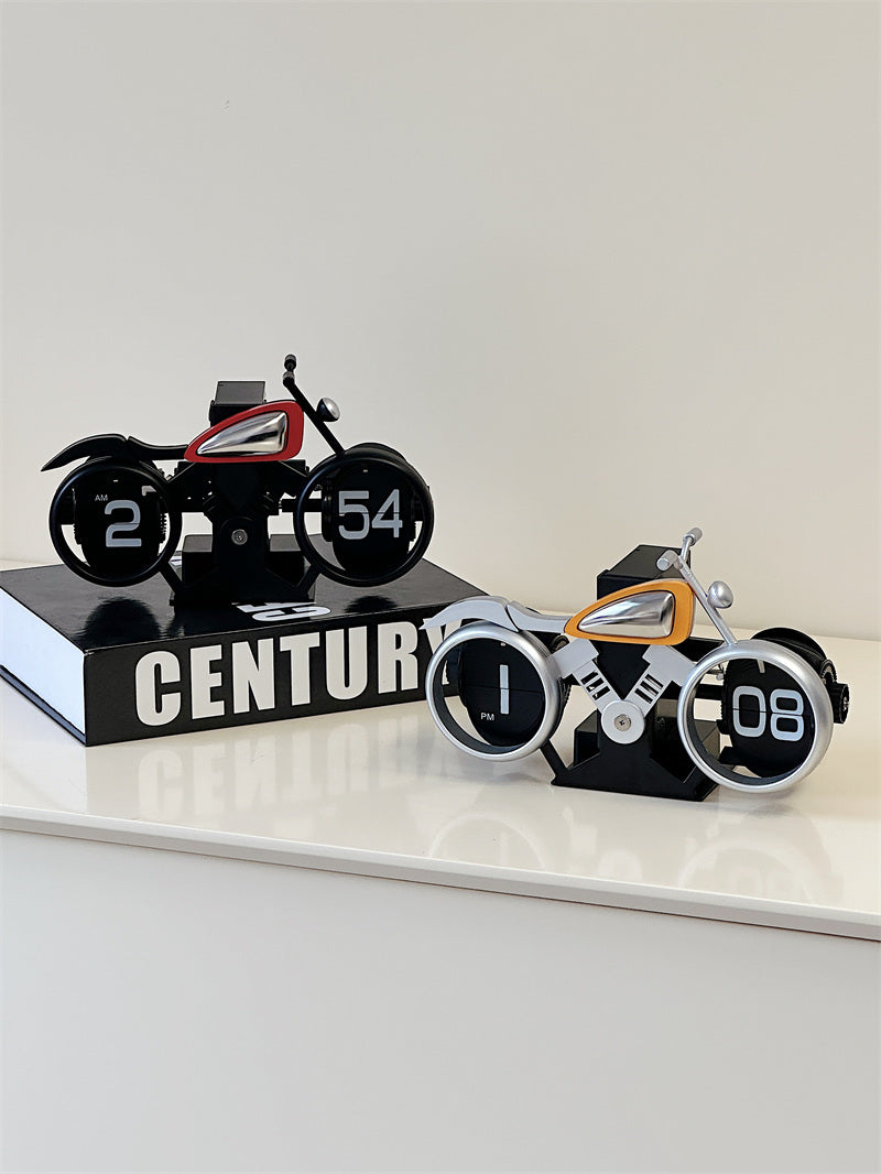 Creative Motorcycle Flip Clock: Unique Desk Timepiece