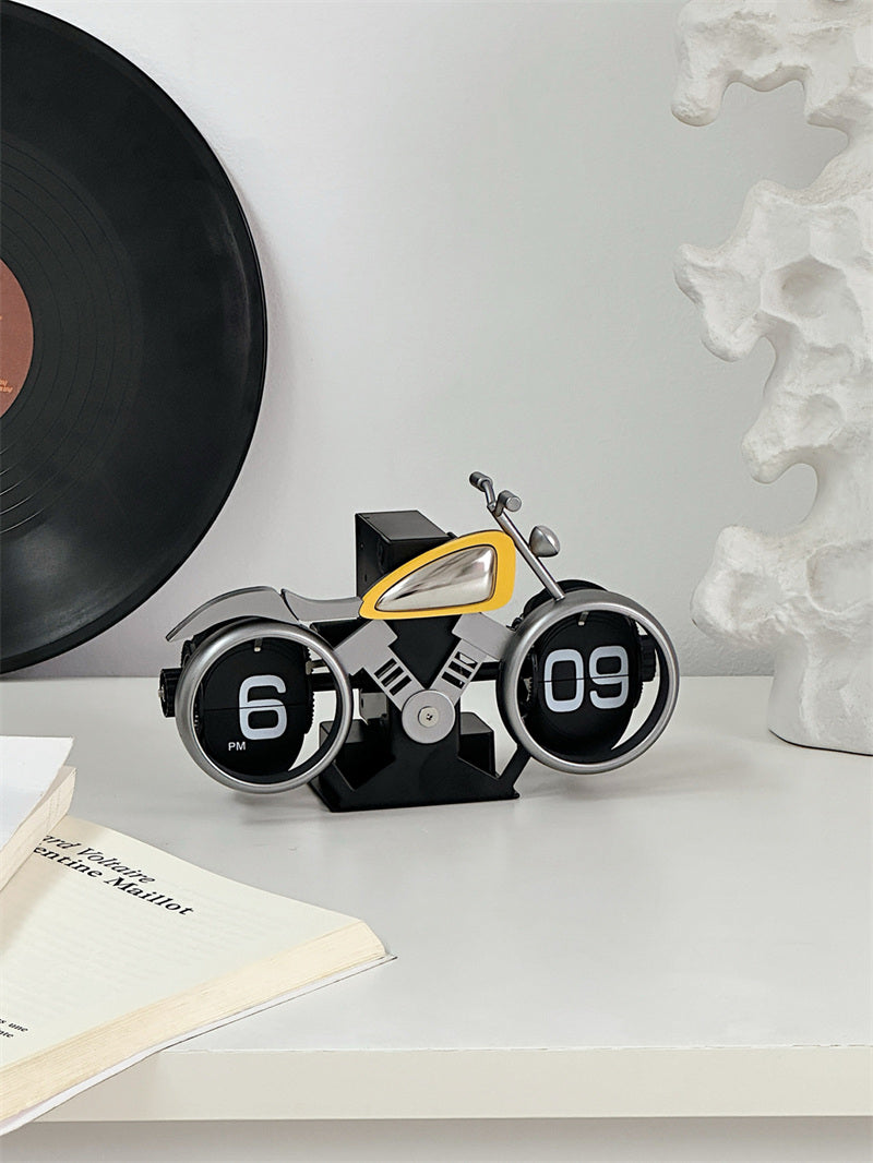 Creative Motorcycle Flip Clock: Unique Desk Timepiece