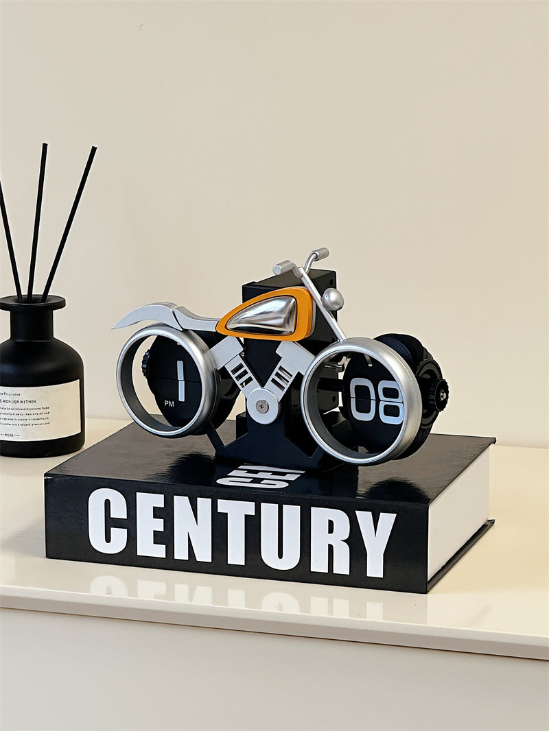 Creative Motorcycle Flip Clock: Unique Desk Timepiece