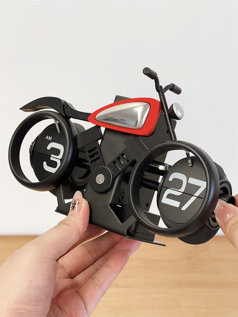 Creative Motorcycle Flip Clock: Unique Desk Timepiece