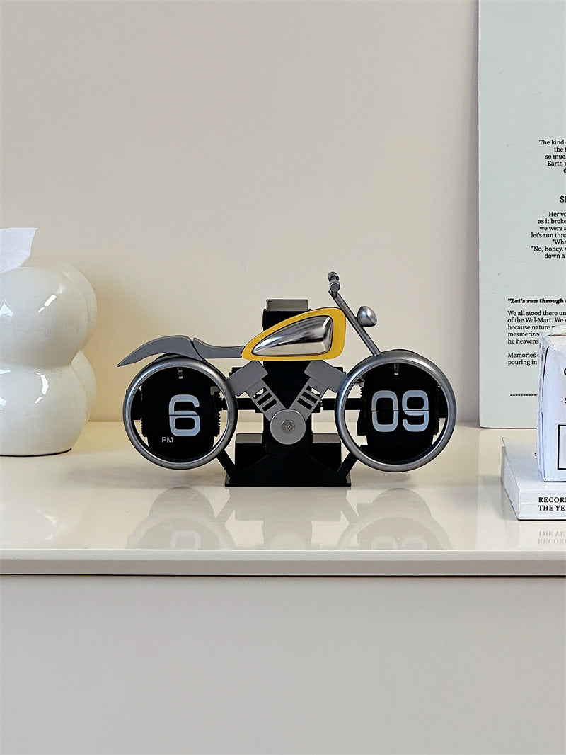 Creative Motorcycle Flip Clock: Unique Desk Timepiece