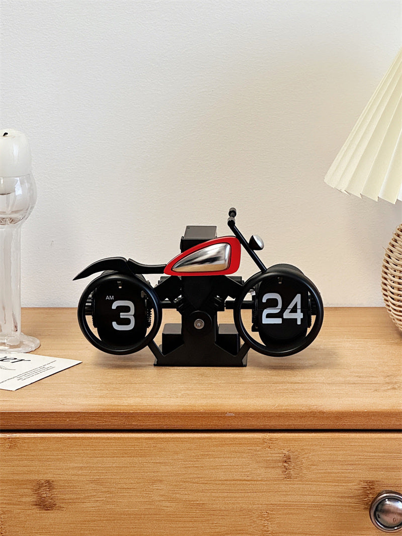 Creative Motorcycle Flip Clock: Unique Desk Timepiece