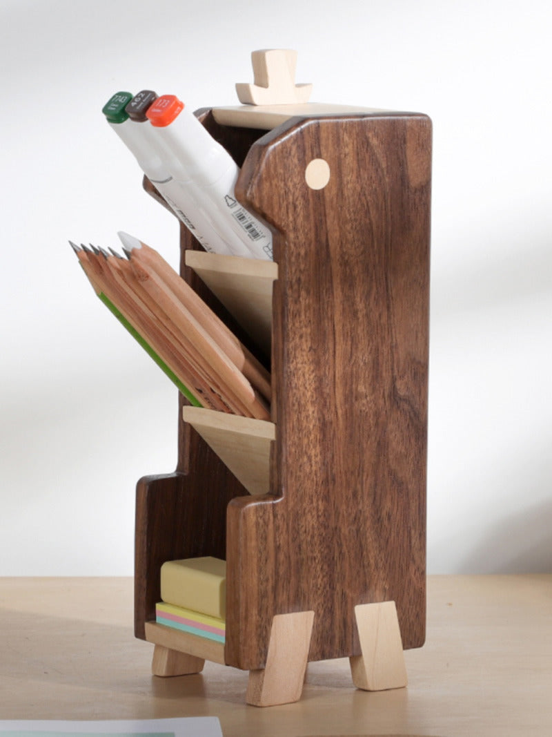 Creative Multi-Layer Wooden Pen Holder, Office Supplies Organization