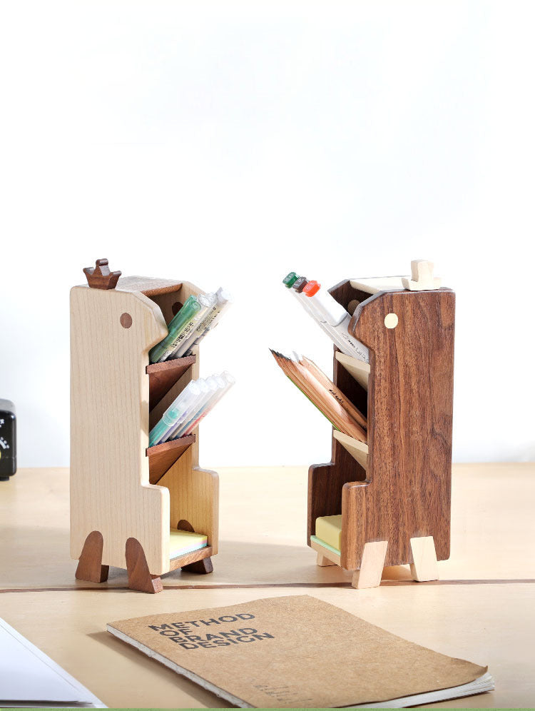 Creative Multi-Layer Wooden Pen Holder, Office Supplies Organization