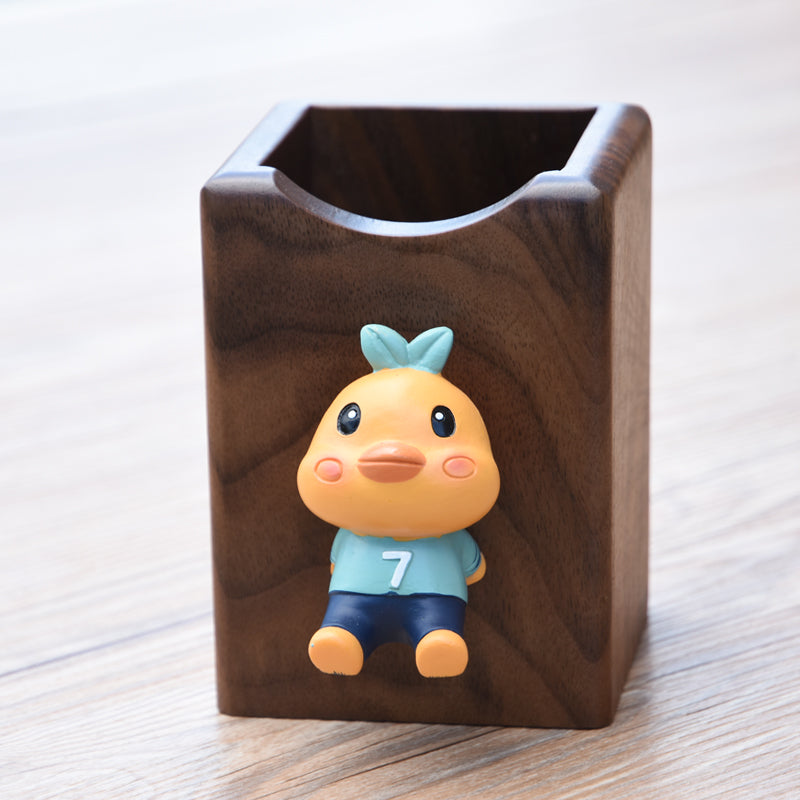 Creative Small Animal  Wooden Pen Holder, Unique Decoration