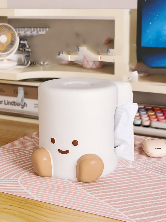 Creative Toilet Paper Roll Shaped Ceramic Desktop Tissue Holder