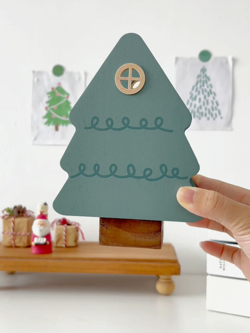 Creative wooden Christmas tree office pen holder, desktop decoration, holiday gift