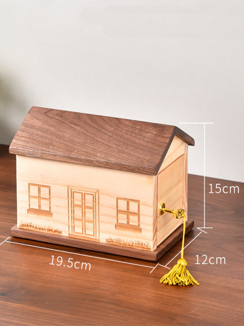 Creative Wooden House Piggy Bank, Children'S Holiday Gift