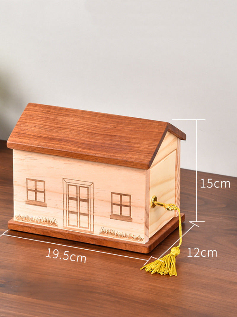 Creative Wooden House Piggy Bank, Children'S Holiday Gift