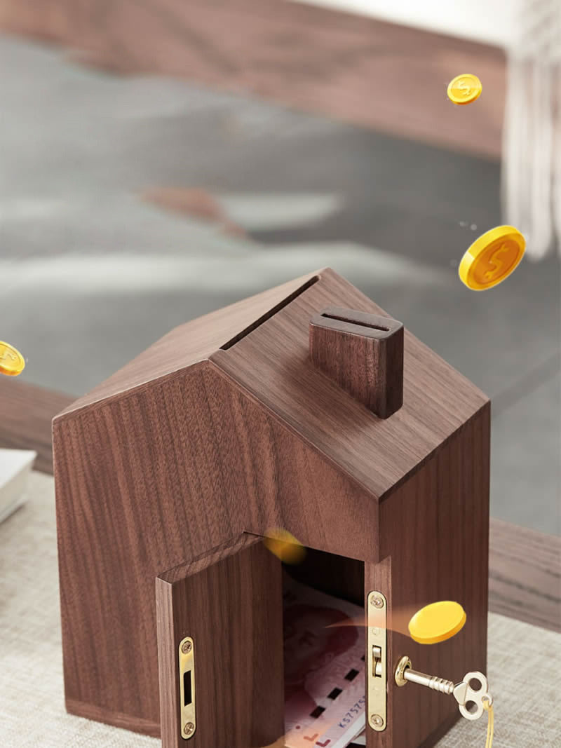 Creative Wooden Tiny House Piggy Bank, Holiday Children'S Gift