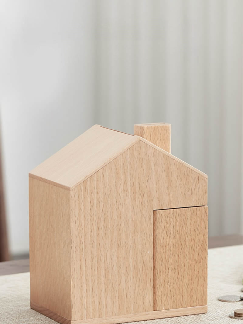 Creative Wooden Tiny House Piggy Bank, Holiday Children'S Gift