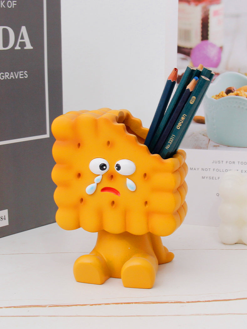 Crying Biscuit Pen Holder, Fun Gift, Study Office Desk Decoration