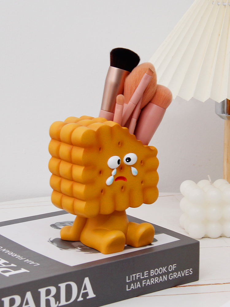 Crying Biscuit Pen Holder, Fun Gift, Study Office Desk Decoration