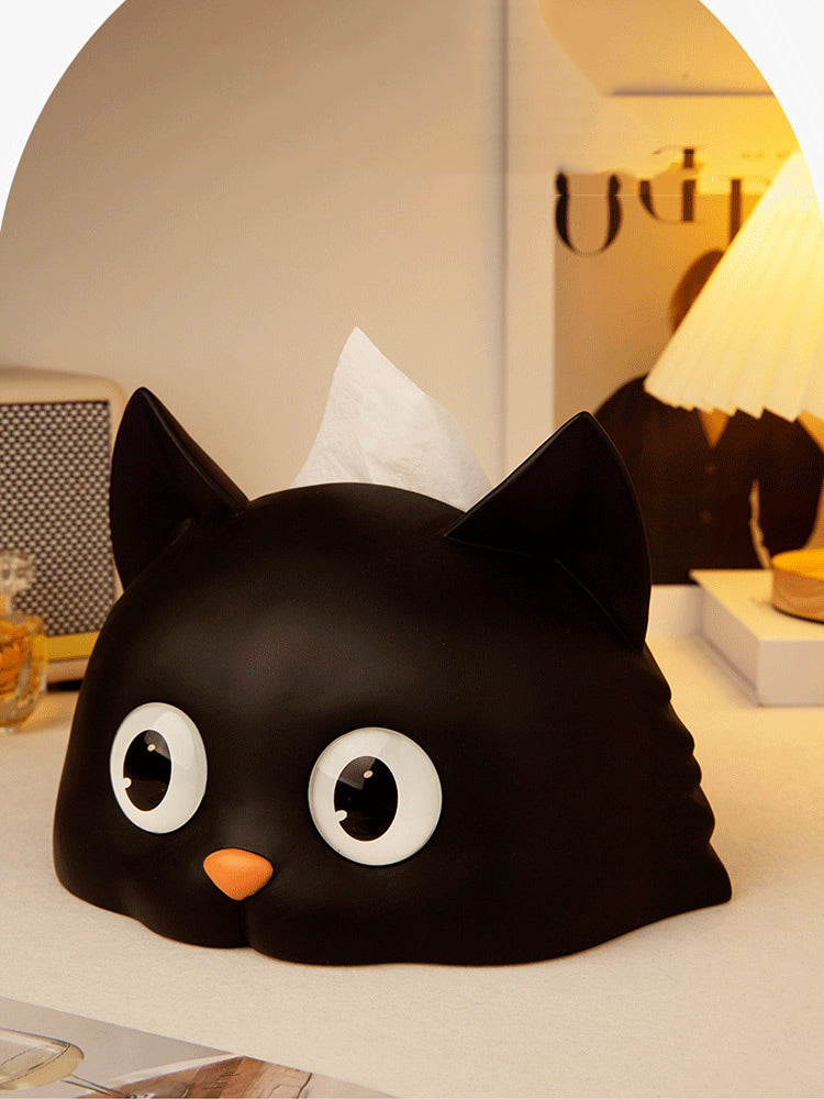 Cute Big-Eyed Cat Tissue Holder: Stylish and Practical Table Decoration