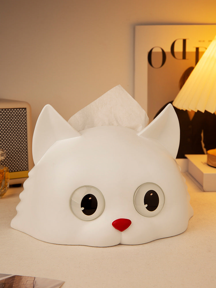 Cute Big-Eyed Cat Tissue Holder: Stylish and Practical Table Decoration