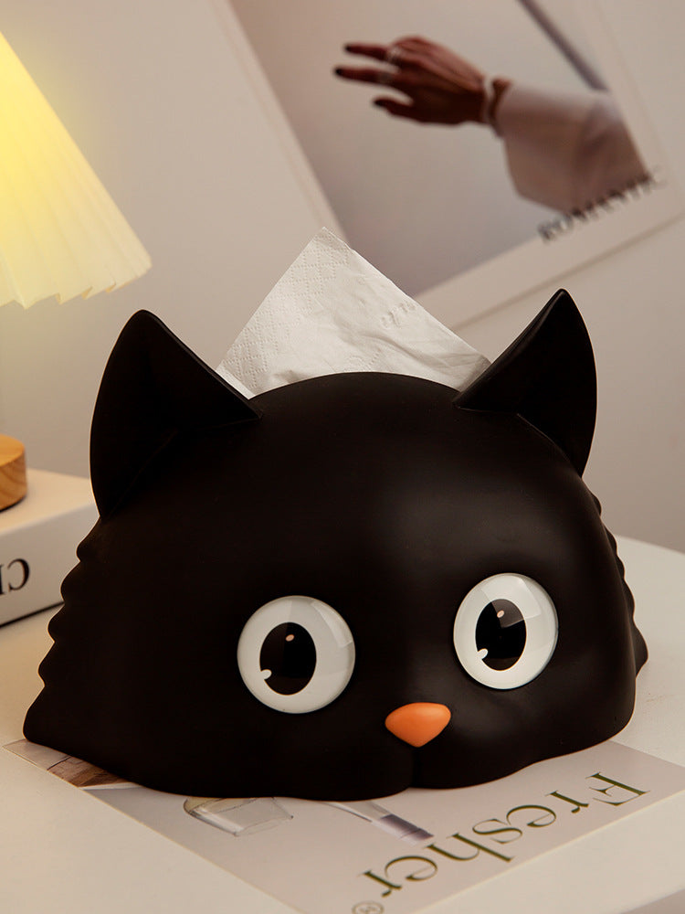 Cute Big-Eyed Cat Tissue Holder: Stylish and Practical Table Decoration