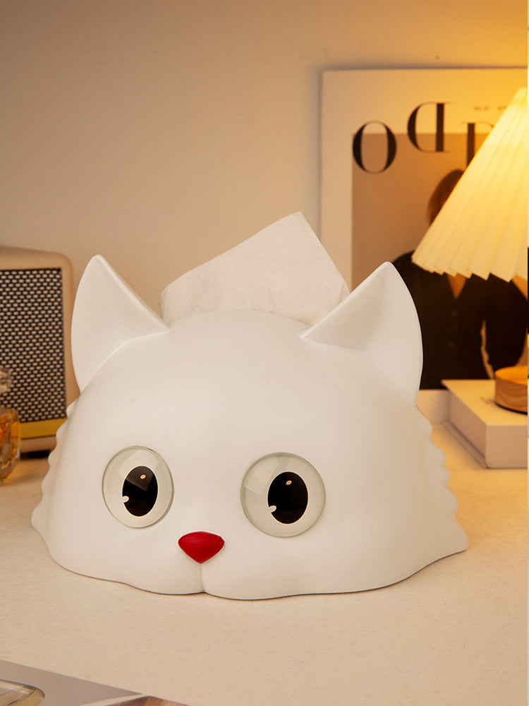 Cute Big-Eyed Cat Tissue Holder: Stylish and Practical Table Decoration