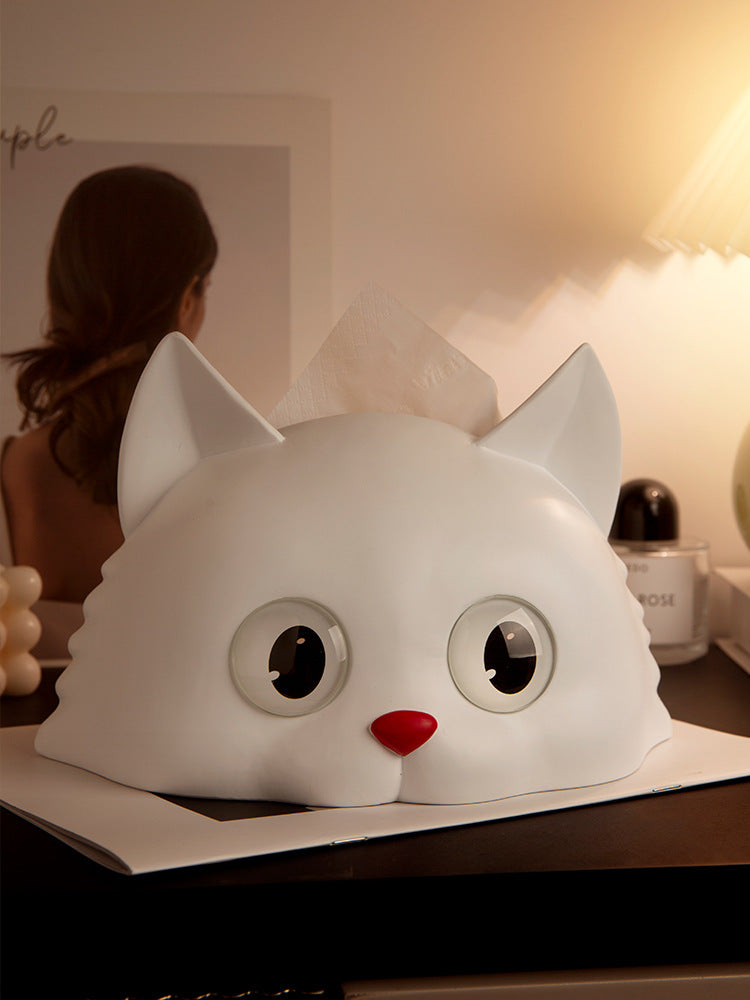 Cute Big-Eyed Cat Tissue Holder: Stylish and Practical Table Decoration