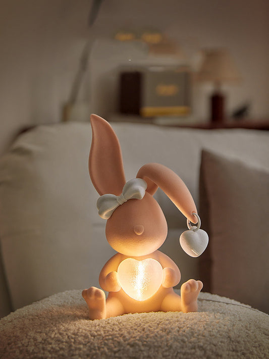 Cute Bunny Night Light with Bow-Knot: Ideal for Kids' Rooms and Gift Giving