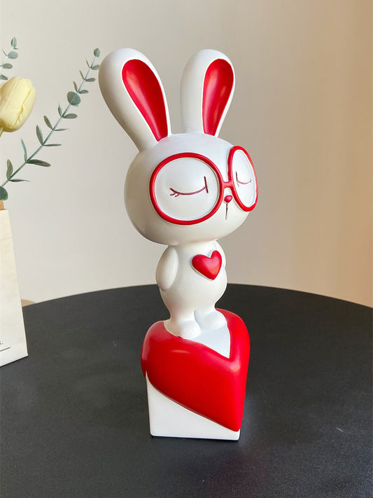 Cute Cartoon Art Love Rabbit Sculpture Ornaments, Home Office Decoration