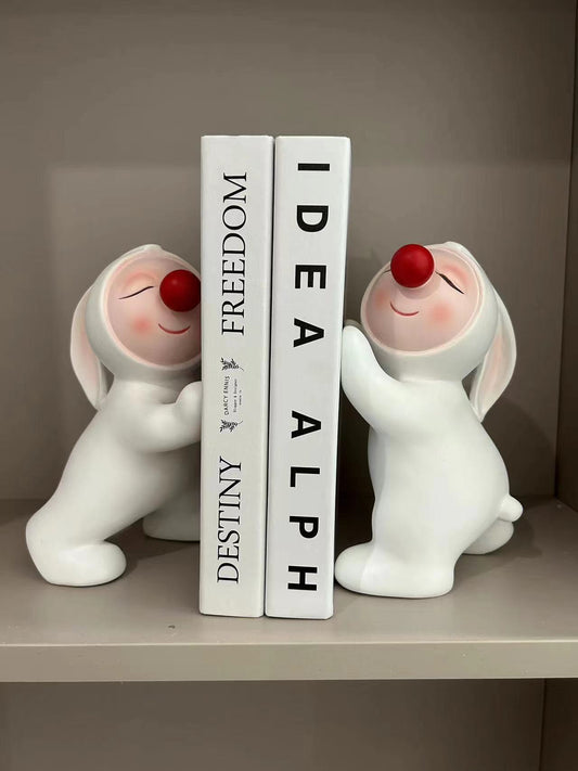 Cute Cartoon Big White Rabbit Bookends: Office Study Book Organization