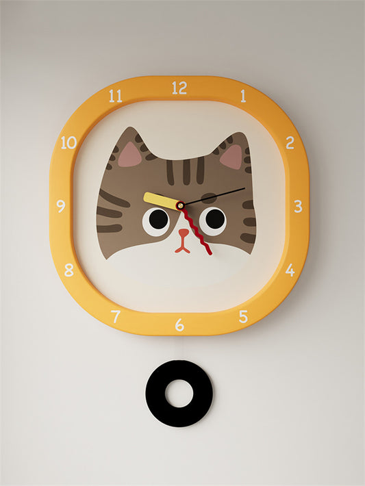 Cute Cartoon Cat Wall Clock: Silent Room Decorative Timepiece