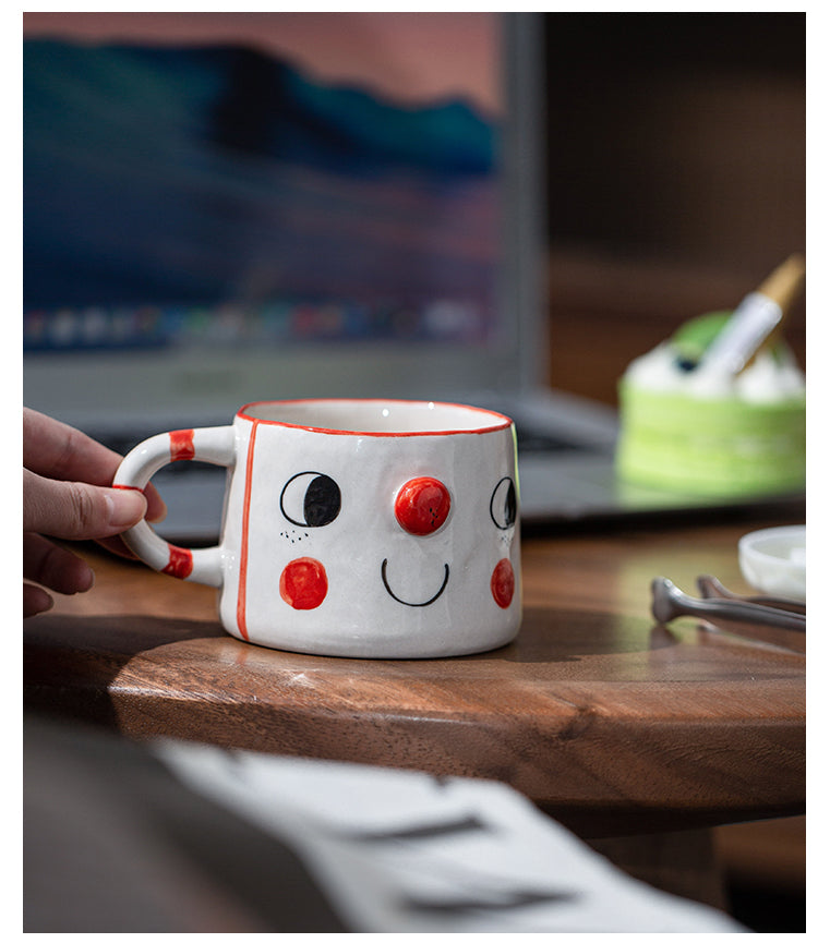 Cute Cartoon Clown Ceramic Mug, Hand-Painted Coffee Cup, Creative Gift