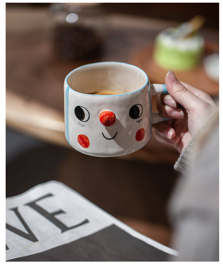 Cute Cartoon Clown Ceramic Mug, Hand-Painted Coffee Cup, Creative Gift