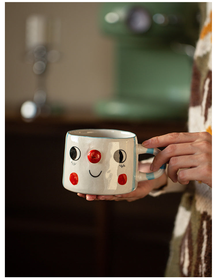 Cute Cartoon Clown Ceramic Mug, Hand-Painted Coffee Cup, Creative Gift