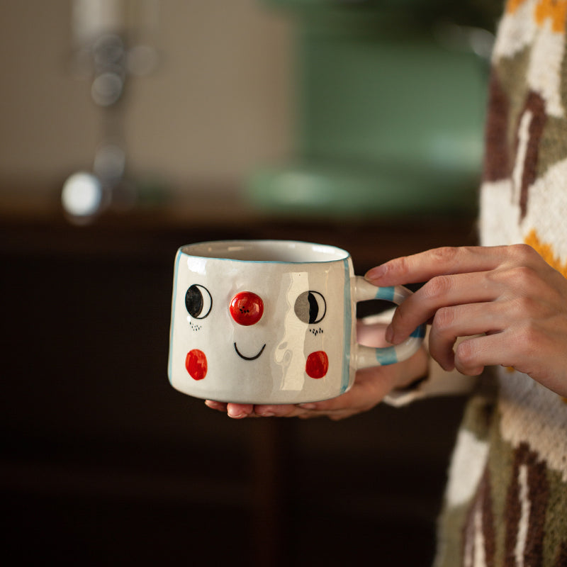 Cute Cartoon Clown Ceramic Mug, Hand-Painted Coffee Cup, Creative Gift