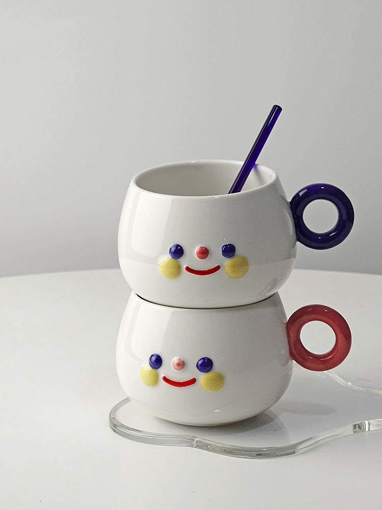 Cute Cartoon Smiley Face Mug - Perfect For Coffee Cup, Teatea