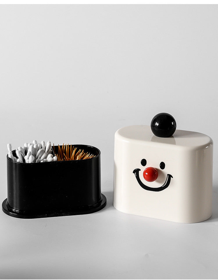 Cute Cartoon Smiling Face Toothpick Box, Small Storage Box