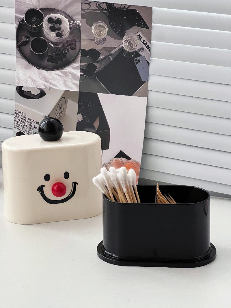 Cute Cartoon Smiling Face Toothpick Box, Small Storage Box