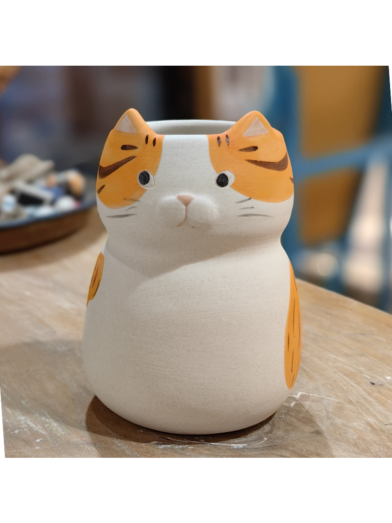 Cute Cat Ceramic Vase, Office Desktop Decoration Ornaments