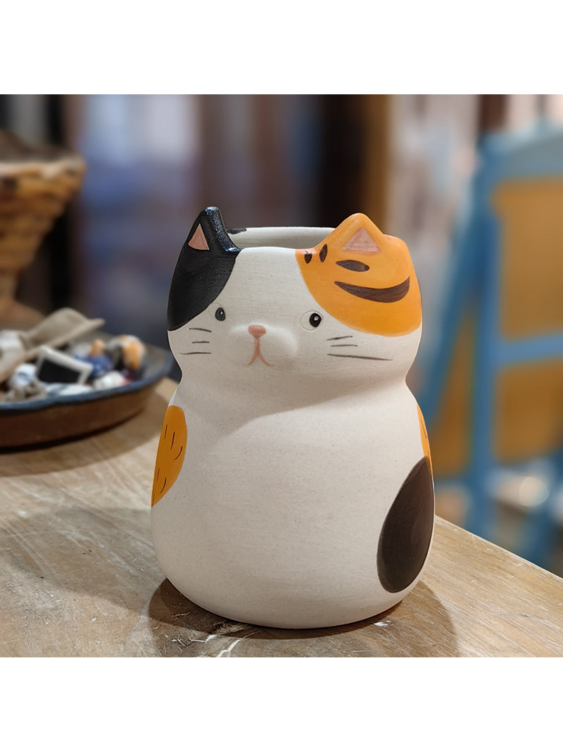 Cute Cat Ceramic Vase, Office Desktop Decoration Ornaments