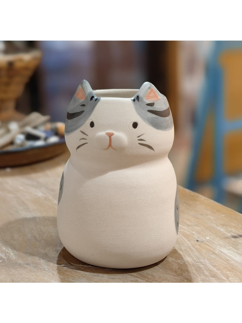 Cute Cat Ceramic Vase, Office Desktop Decoration Ornaments