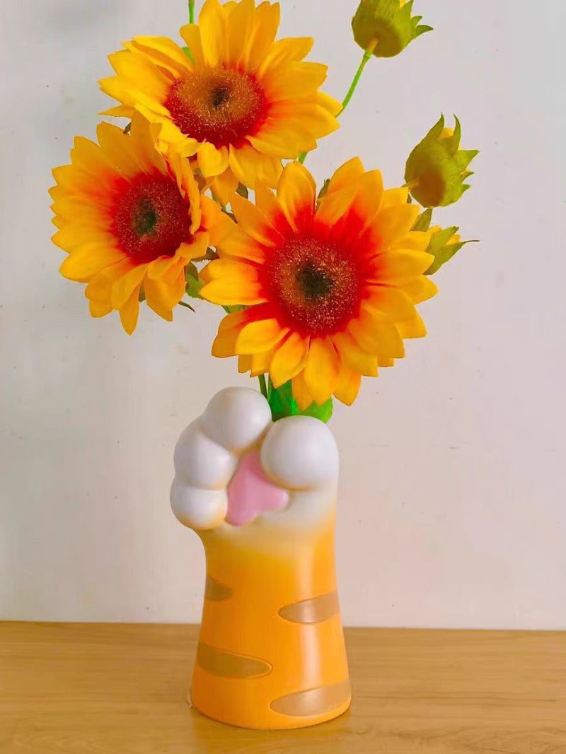 Cute Cat Paw Ceramic Art Vase: Unique Decorative Home Accent