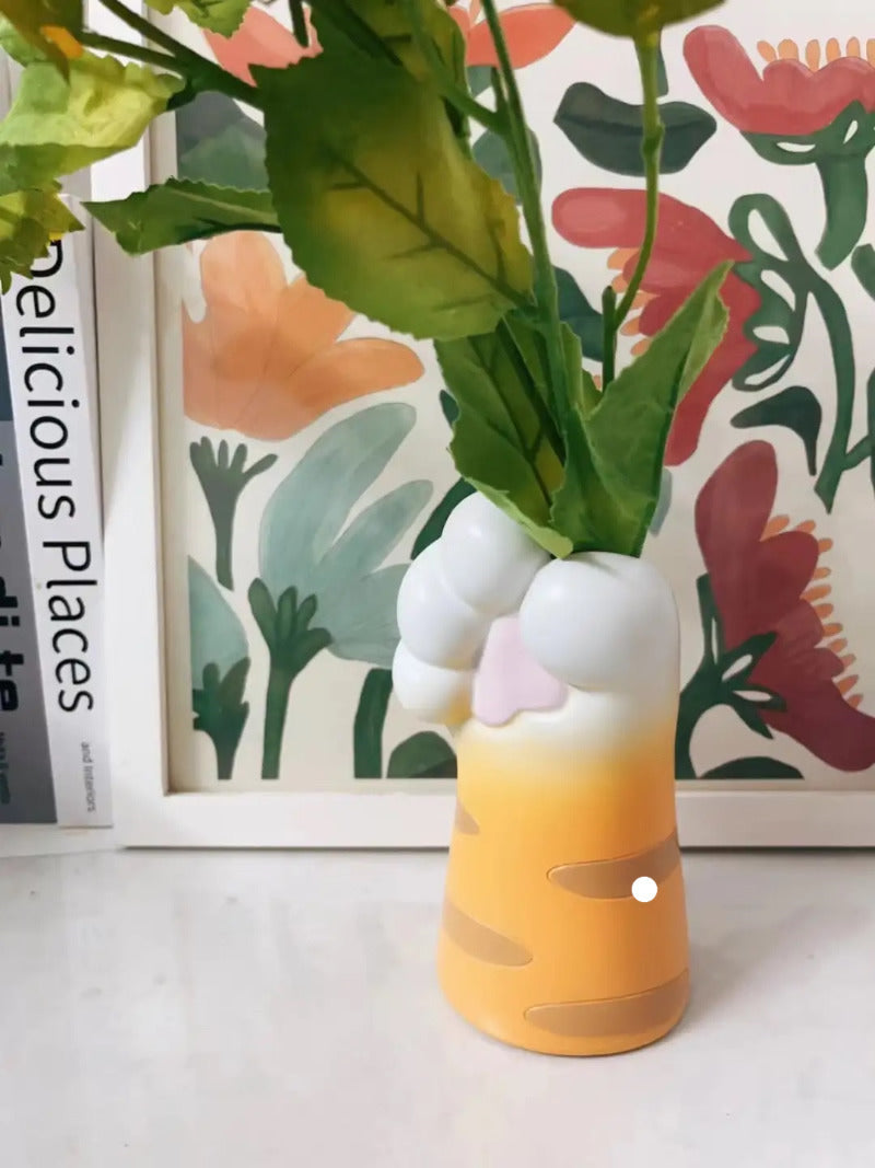 Cute Cat Paw Ceramic Art Vase: Unique Decorative Home Accent