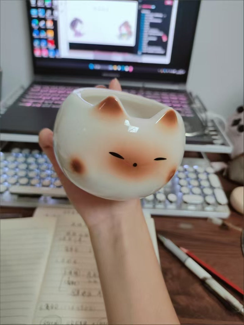 Cute Cat With Smiley Face Ceramic Coffee Cup